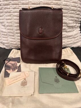 Mark Cross Brown Leather Messenger Bag - Structured Pebbled Crossbody